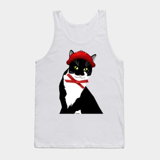 Cute Tuxedo Cat in a Cap  Copyright TeAnne Tank Top